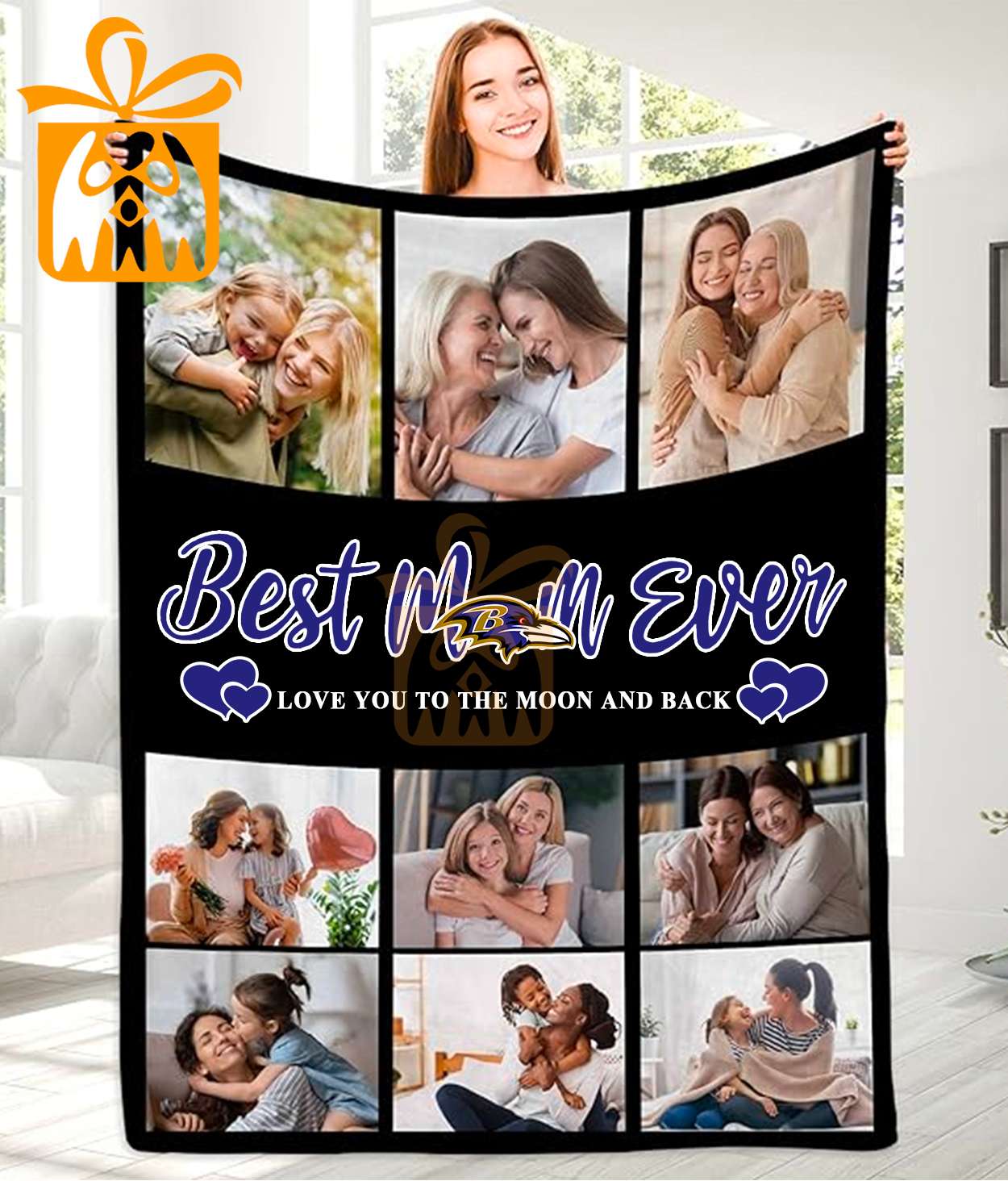 Best Mom Ever Custom NFL Baltimore Ravens Blankets with Pictures - Perfect Mother’s Day Gift