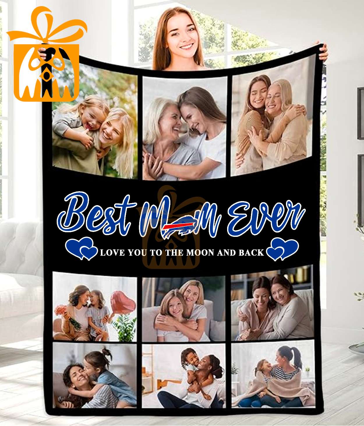 Best Mom Ever Custom NFL Buffalo Bills Blankets with Pictures - Perfect Mother’s Day Gift