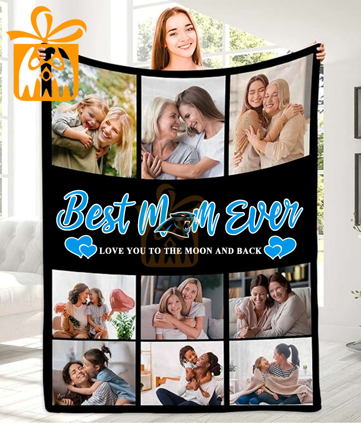 Best Mom Ever Custom NFL Carolina Panthers Blankets with Pictures - Perfect Mother’s Day Gift