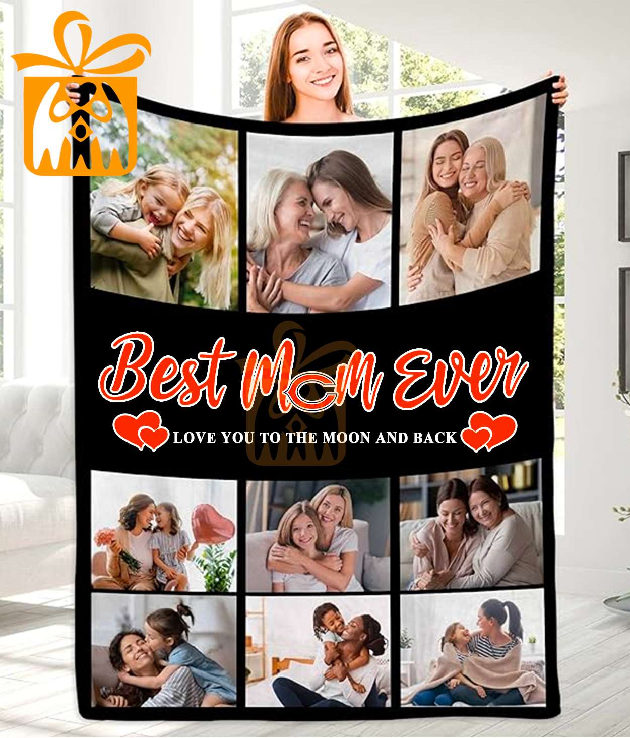 Best Mom Ever Custom NFL Chicago Bears Blankets with Pictures - Perfect Mother’s Day Gift