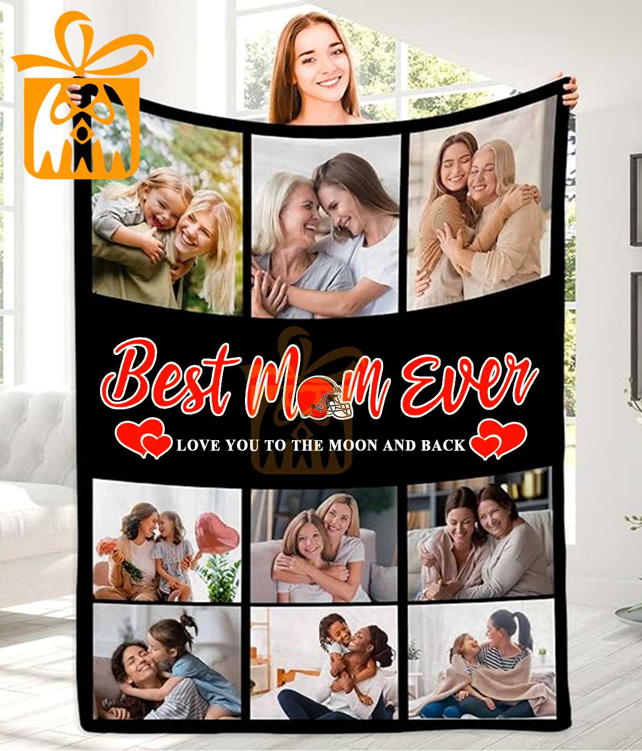 Best Mom Ever Custom NFL Cleveland Browns Blankets with Pictures - Perfect Mother’s Day Gift