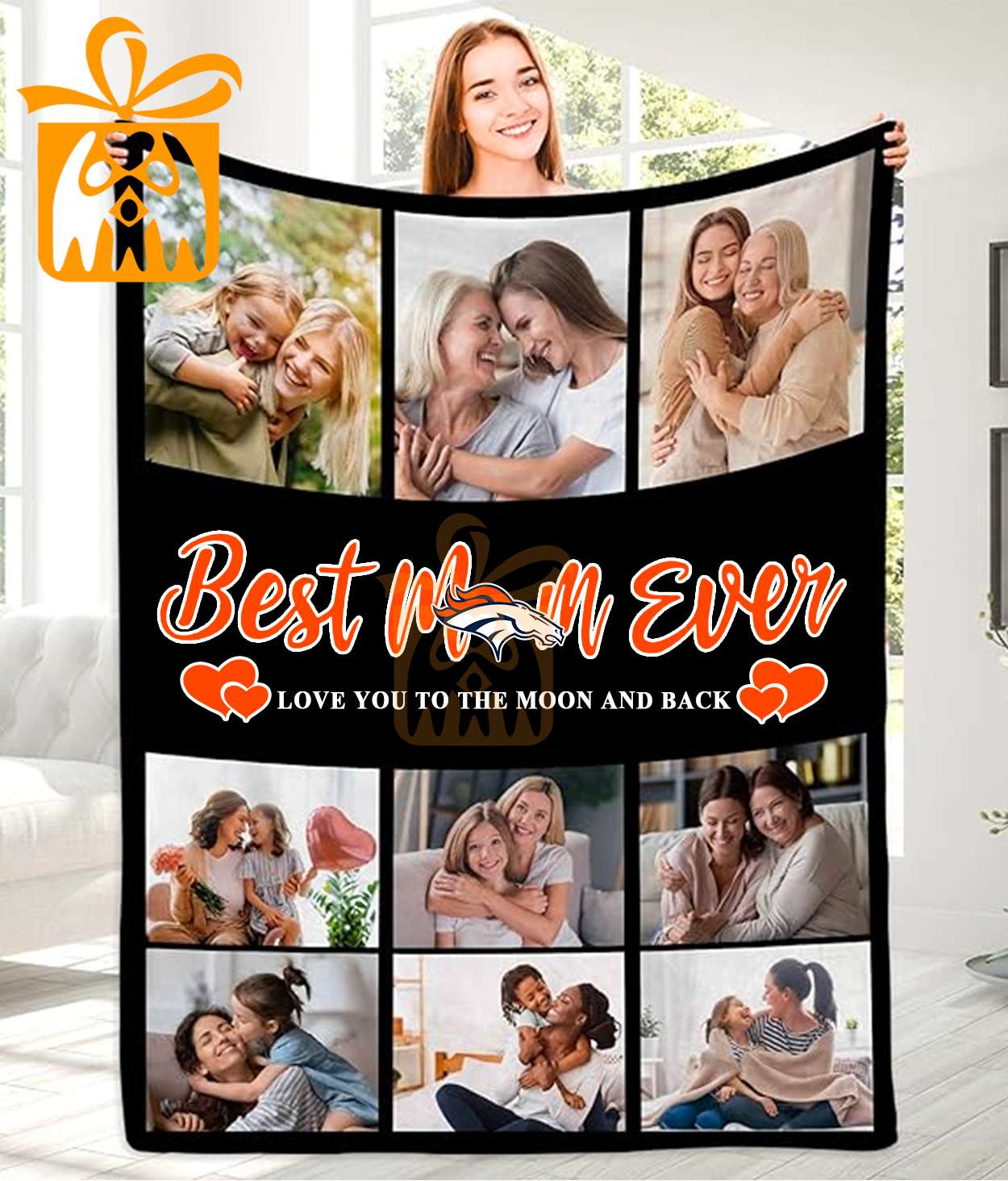 Best Mom Ever Custom NFL Denver Broncos Blankets with Pictures - Perfect Mother’s Day Gift