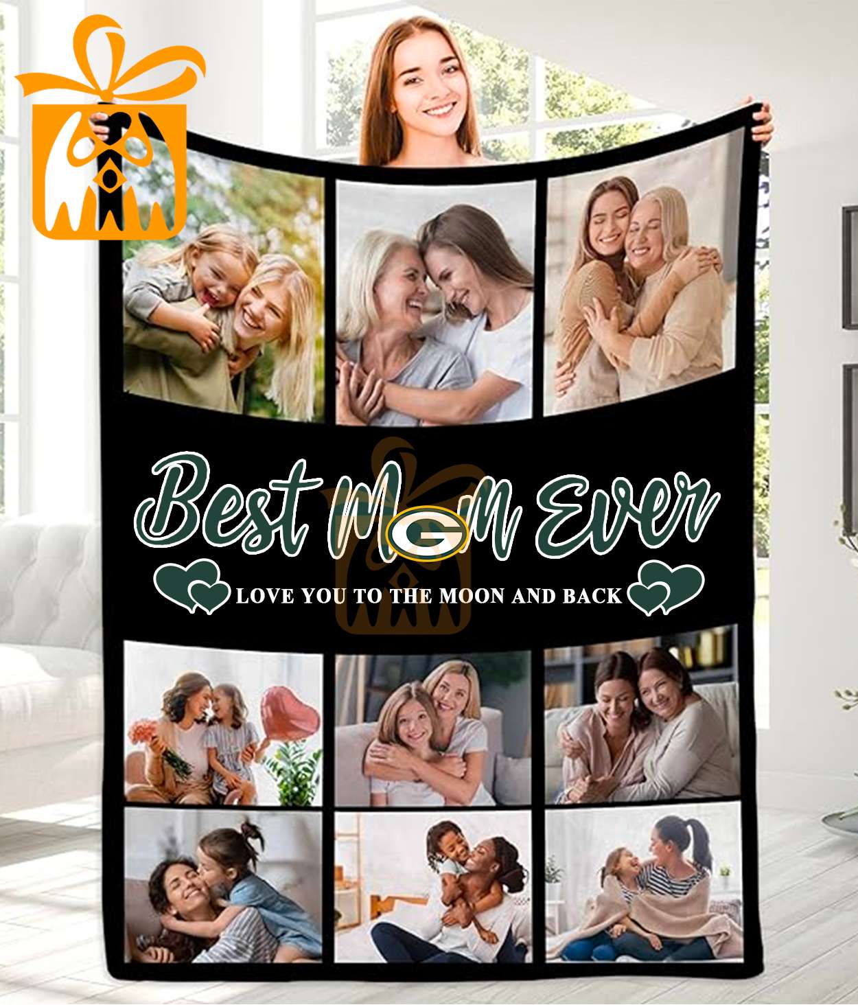 Best Mom Ever Custom NFL Green Bay Packers Blankets with Pictures - Perfect Mother’s Day Gift