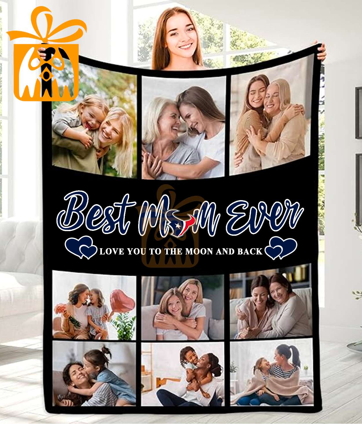 Best Mom Ever Custom NFL Houston Texans Blankets with Pictures - Perfect Mother’s Day Gift