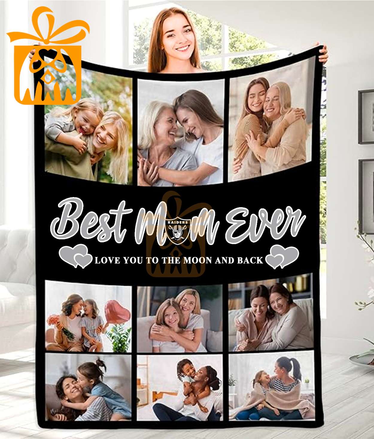Best Mom Ever Custom NFL Las Vegas Raiders Blankets with Pictures - Perfect Mother’s Day Gift