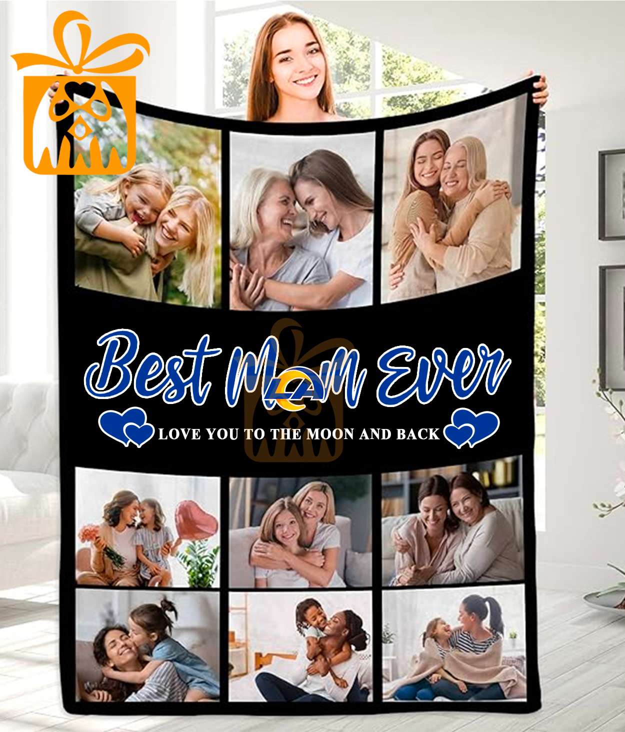 Best Mom Ever Custom NFL Los Angeles Rams Blankets with Pictures - Perfect Mother’s Day Gift