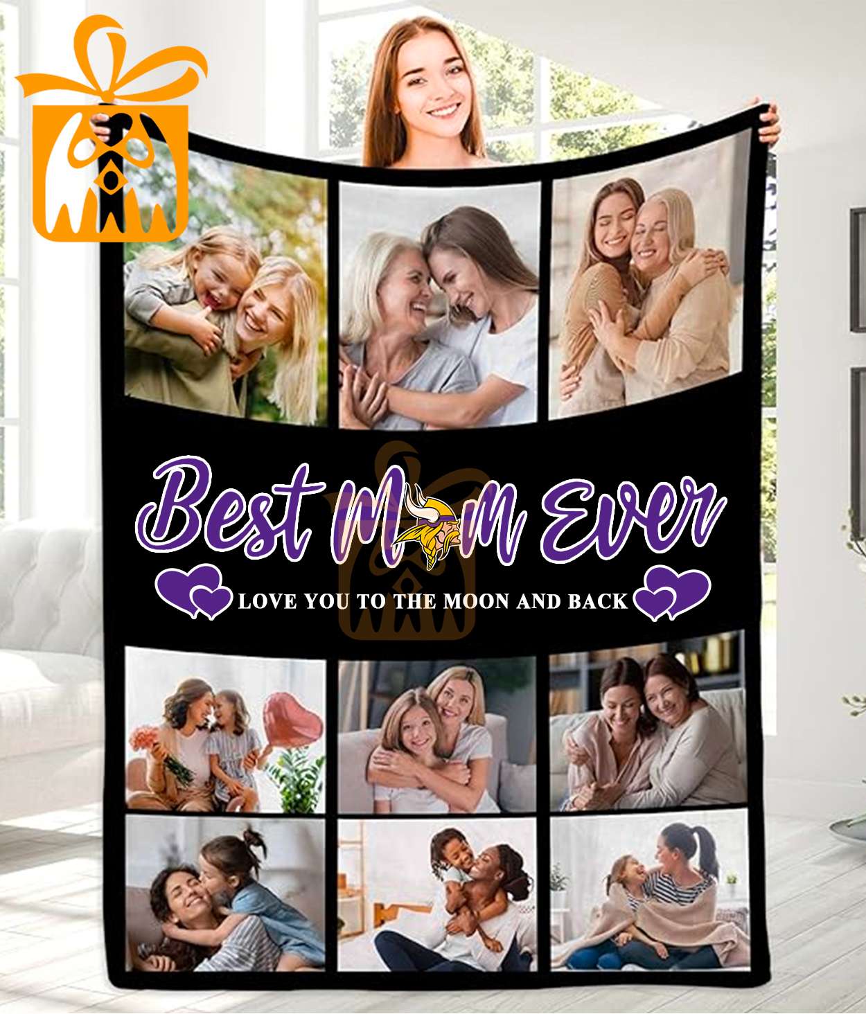 Best Mom Ever Custom NFL Minnesota Vikings Blankets with Pictures - Perfect Mother’s Day Gift