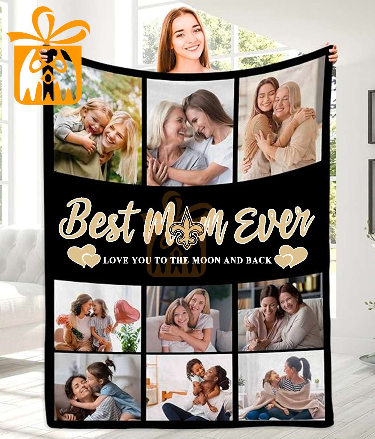 Best Mom Ever Custom NFL New Orleans Saints Blankets with Pictures - Perfect Mother’s Day Gift