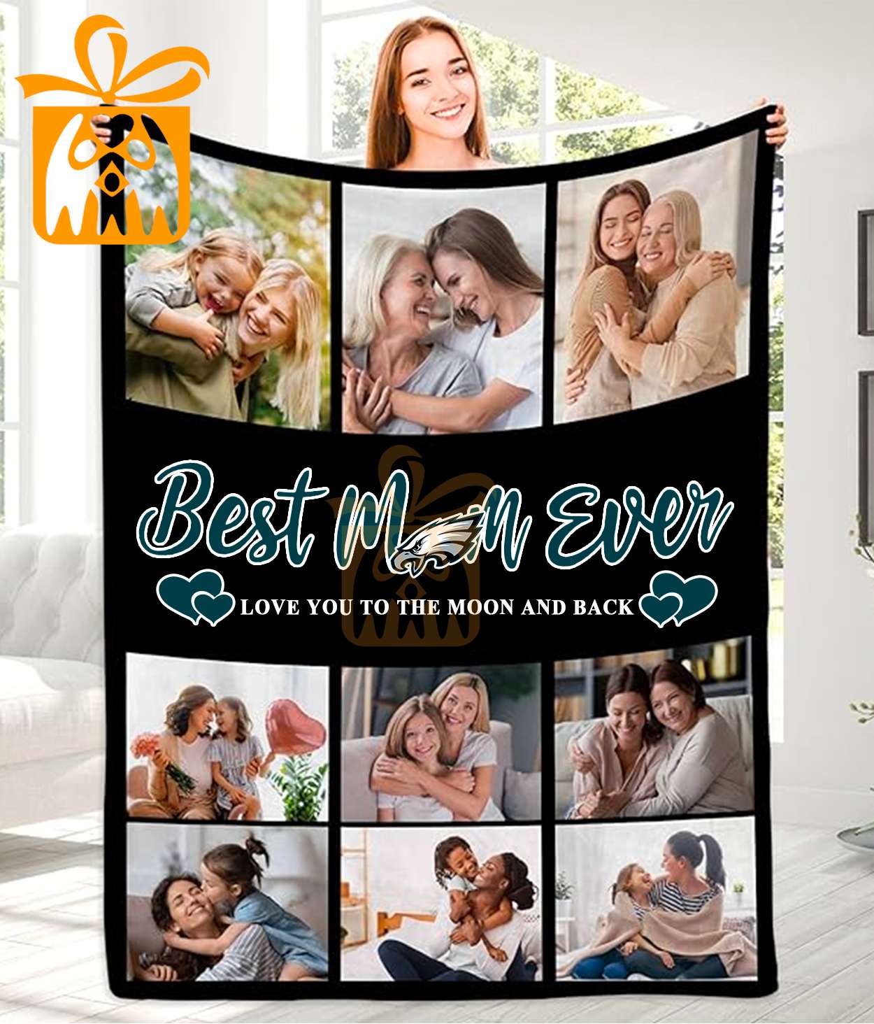 Best Mom Ever Custom NFL Philadelphia Eagles Blankets with Pictures - Perfect Mother’s Day Gift