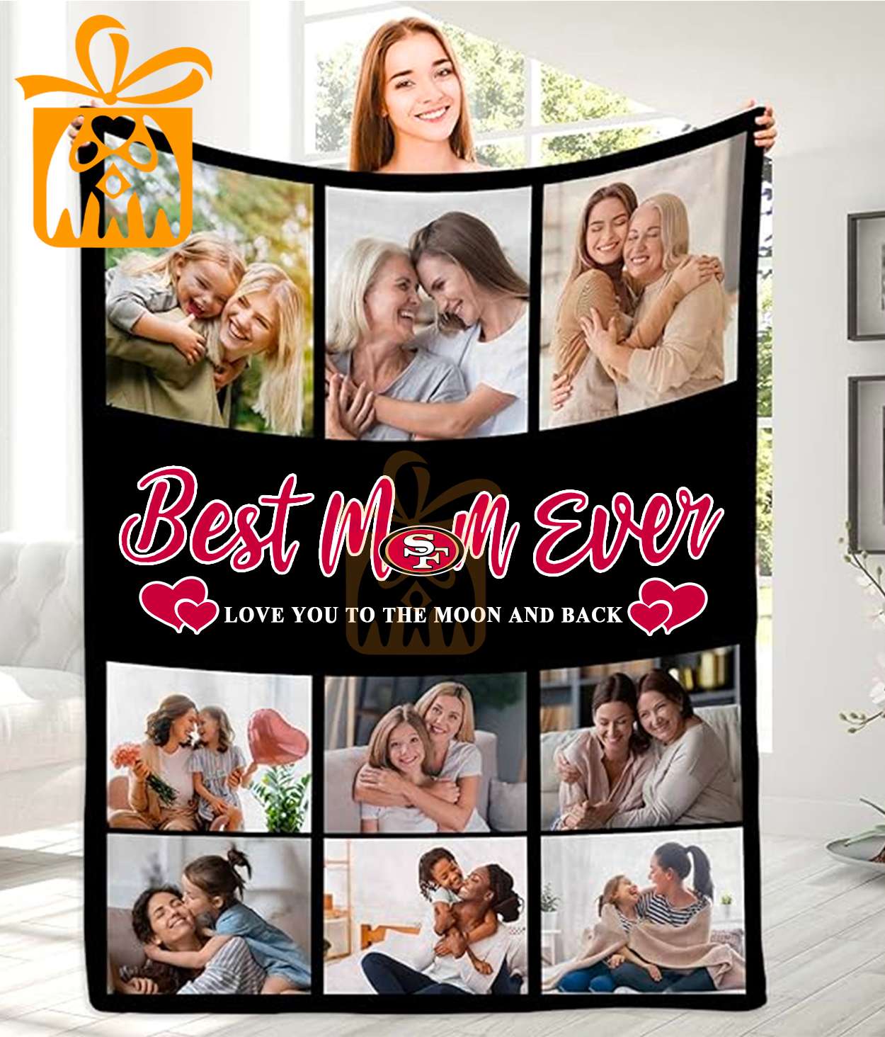 Best Mom Ever Custom NFL San Francisco 49ers Blankets with Pictures - Perfect Mother’s Day Gift